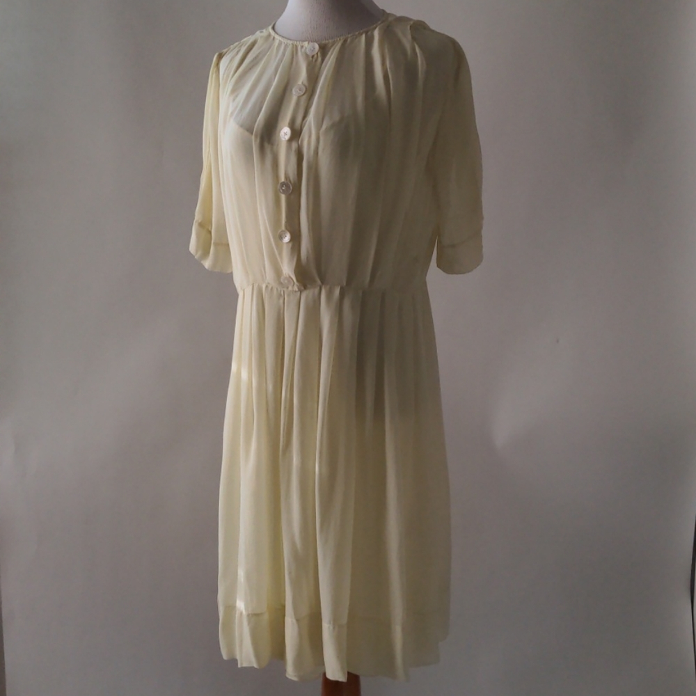 Vintage DNKY Pale Yellow Silk Bias Slip & Dress